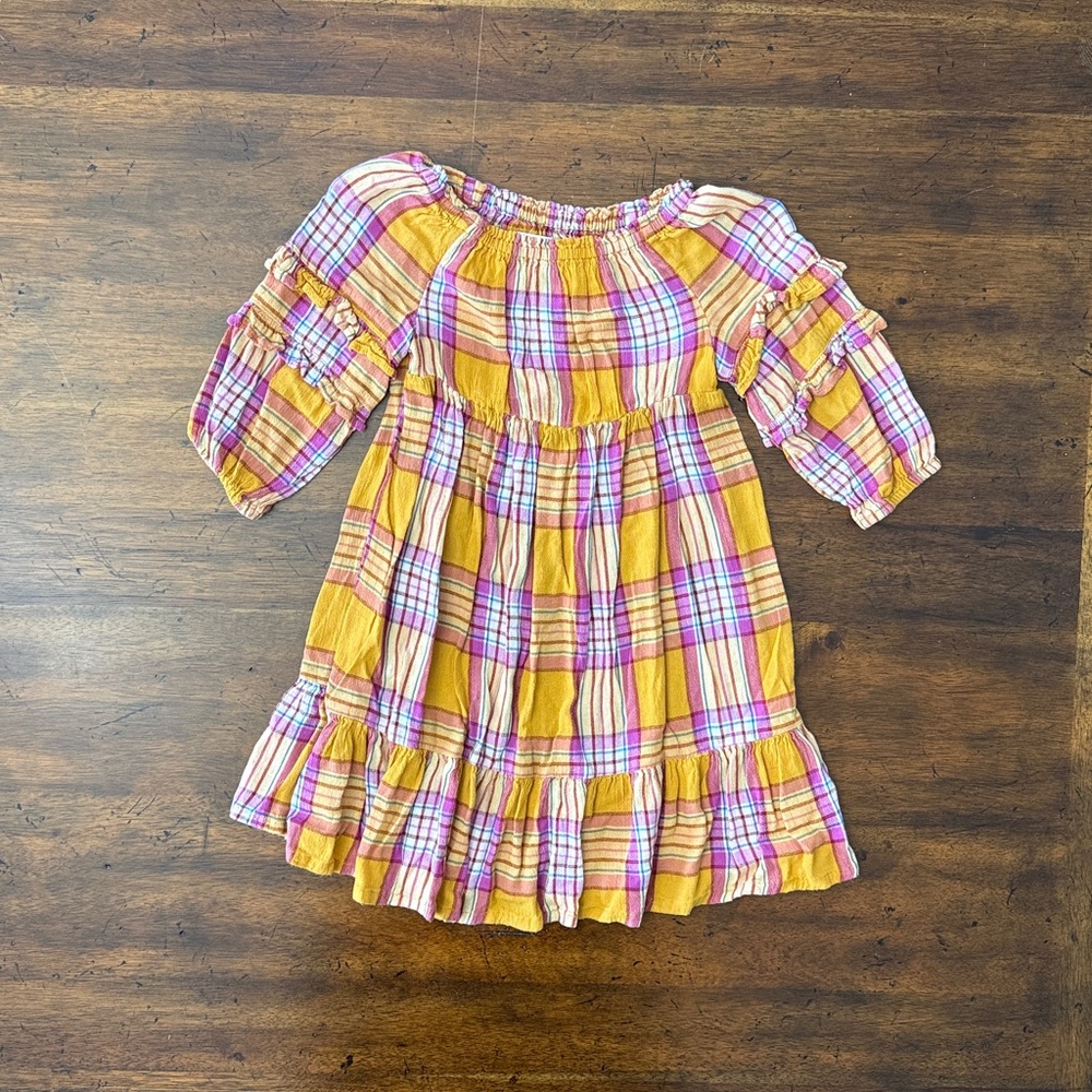 Old Navy Plaid Ruffle Tiered Crepe Dress 4T EUC